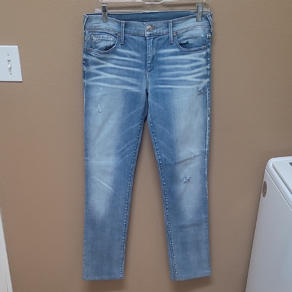 True Religion Women's Straight Leg Jeans - Light Blue 👖
